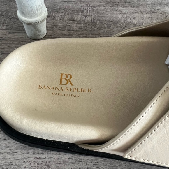 Banana Republic Cream Leather RAVELLO LEATHER SLIDE Preppy Women’s 9 - Picture 4 of 8